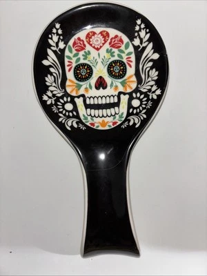 ¡Nuevo! Día de los Muertos Calavera de Azúcar Cerámica Cuchara Reposa 9” L X 4 1/2” W Sin Caja Sin Etiqueta Foto 1 de 4
