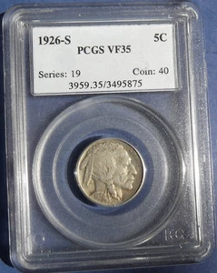 1926-S Buffalo Nickel - PCGS VF35 - Key Date - Bild 1 von 4