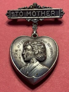 Old Estate Sale Find Antique Costume Jewelry Vintage Mother Heart Photo Brooch - Picture 1 of 8