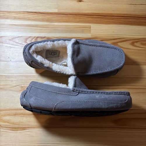 Mocassino Ugg Uomo Ascot Antracite Scamosciato Lana Ciabatta Grigio Scarpe Taglia 8
