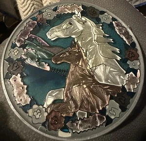 Vintage Stained Glass Two Horse Suncatcher Leaded Frame Decor JBD 198o’s READ - Picture 1 of 1