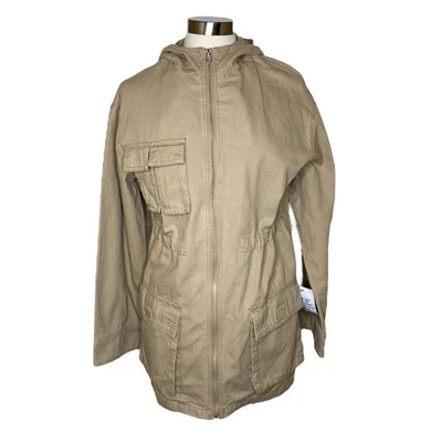 Asos Design Oversized Washed Hooded Parka with Cargo Pockets in Sand Women’s 4 - Image 1 of 4