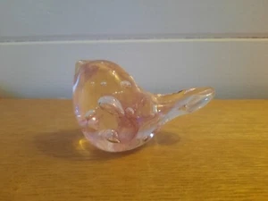 Handmade Hand Blown art Glass Pink Bird Figurine  Ornament Paperweight 7cm X 10c - Picture 1 of 6