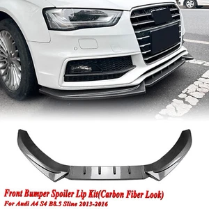 Carbon Fiber Look Front Bumper Spoiler Lip Kit For Audi A4 S4 B8.5 Sline 2013-16 - Picture 1 of 9