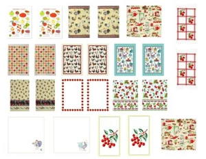 Dollhouse Miniature Computer Printed Fabric Shabby Chic Kitchen Dish Towels 1:12 - Picture 1 of 2