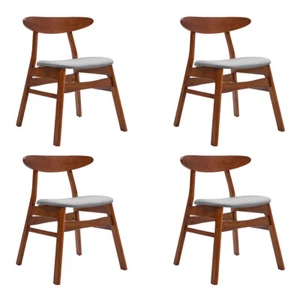2Pcs Accent Armless Dining Chairs Wooden Dining Chairs Kitchen Linen Seat Stool - Picture 1 of 16