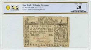 1771 Feb 16 2 pds New York Colonial FR NY-164 PCGS VF20 - Picture 1 of 2