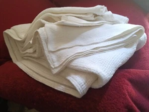 Manta tejida de algodón blanco núcleo de cabaña estilo Shabby Mm - Imagen 1 de 5