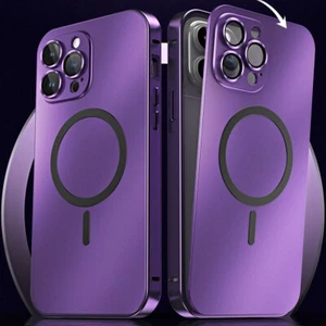 Für iPhone 13 14 15 16 Pro Max Matt Metall Magnet Hülle mit Kamera Linse Cover - Bild 1 von 22