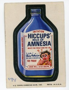 1974 Topps Wacky Packs HICCUPS' MILK OF AMNESIA  Tan Back  HD Scans  