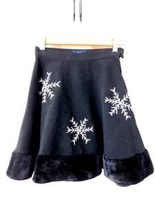 GAP Kids Girls Winter Snowflake Embroidered Skirt Size 7 Velvet Fleece Jeweled - Picture 1 of 7