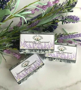 Lavender Charcoal Soap, All Natural Artisan exfoliating Handcrafted - Picture 1 of 12