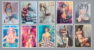Sale of old works Set of 10 watercolor original paintings Female Girl Woman - Picture 1 of 21