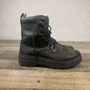 Dr. Martens Women’s Size 6 Iowa WP Black Leather Waterproof Combat Boots Lace Up - Picture 1 of 10