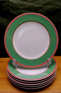 Villeroy & Boch TIPO VIVA 6 Salad Plates Green Border 8.25 " Luxembourg - Picture 1 of 4