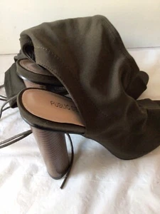 Public Desire Womens Stella (Peep Toe/Heel) Over the Knee in Green Sock Boots - Picture 1 of 12