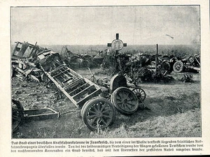 Grab einer deutschen Kraftfahrerkolonne-WK. 1914 - Zeitungsausschnitt-- aus 1914 - Picture 1 of 1