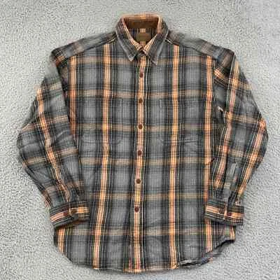 Vintage St Johns Bay Shirt Mens M Beige Plaid Button Pocket Long Sleeve Collar - Image 1 of 4