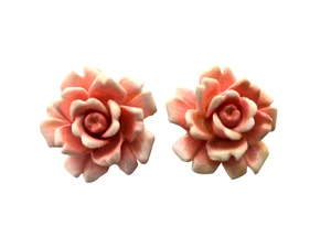 Pendientes Clip Flor Rosa Termoplástico Judy Lee De Colección - Imagen 1 de 6