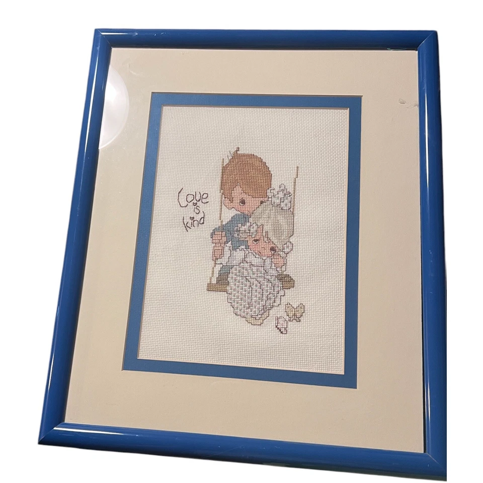Винтажный набор для вышивки счетным крестом Precious Moments «LOVE IS KIND» 8 дюймов x 10 дюймов No131-40 - Изображение 1 из 3