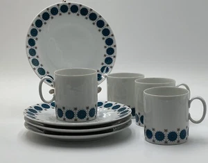 *8 Pc Thomas Rosenthal Medallion Porcelain Espresso 3” Cups 7” Saucers Germany - Picture 1 of 7