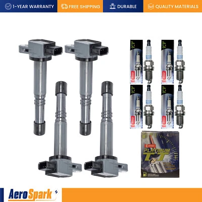 4 Ignition Coil & 4 Denso Platinum Spark Plug for Honda Civic CR-V Accord UF311 - Image 1 of 4