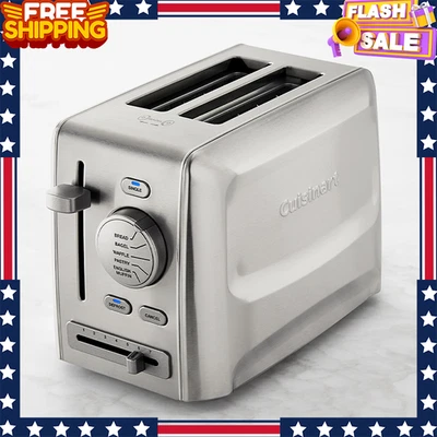 Cuisinart 定制精选 2 片烤面包机不锈钢宽面包百吉饼加热器 — 第 1/4 张图片