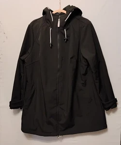 ellos Women's Black Mid-Length Hooded Jacket Size 20 Polyester NWOT - Picture 1 of 11