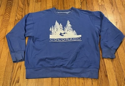 Sudadera Pullover American Eagle Colorado Talla Mediana Cuello Redondo Azul Gráfico Foto 1 de 4