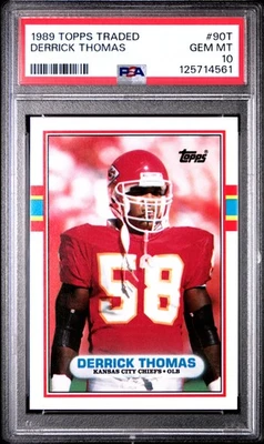 1989 Topps Traded #90T Derrick Thomas Rookie GEM MINT PSA 10 - QTY AVAILABLE - Image 1 of 2