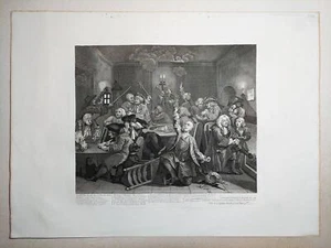 Stampa antica William Hogarth A Rake's Progress, Tavola 6 Heath edition 1822 - Imagen 1 de 3