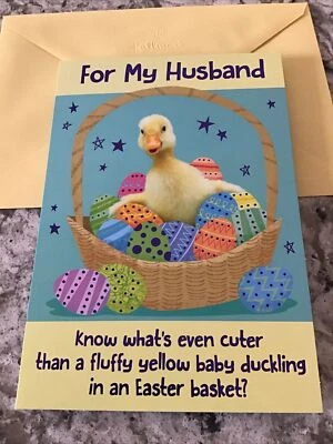 Tarjeta de felicitación Happy Easter For My Husband Funny Love You de 5,5”x8” con sello ❤️ Foto 1 de 4