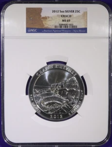 2012 5oz Silver 25c CHACO NGC MS69 America the Beautiful ATB Coin. - Picture 1 of 4