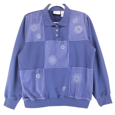 Moletom feminino Alfred Dunner L lilás poli algodão malha manga longa pulôver - Imagem 1 de 4