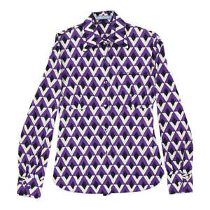 Prada Patterned Shirt - XS Purple Cotton Blend
