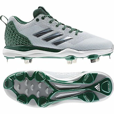 Chuteiras de beisebol masculinas Adidas Power Alley 5 B39191 - Branco com verde (NOVO) - Imagem 1 de 4