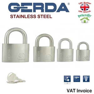 GERDA Heavy Duty Stainless Steel PADLOCK Security OPEN SHACKLE 30-60 mm RESYSTA - Picture 1 of 6