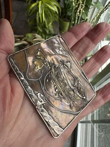 Prendedor moderno artesanal forjado a mano de cobre oro esterlina Marci Zelmanoff - Imagen 1 de 3