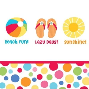 Lazy Days Flip Flop Polka Dot Luau Beach Pool Birthday Party Luncheon Napkins - Picture 1 of 1