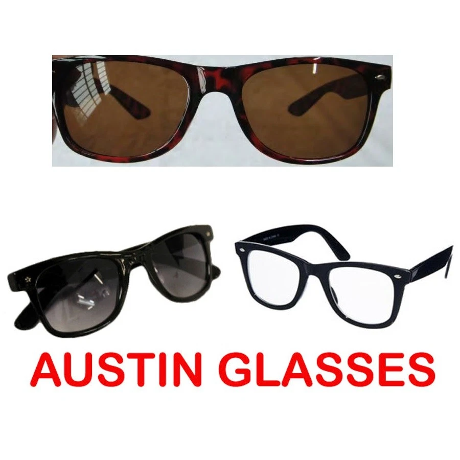 ADULT'S AUSTIN NOVELTY SUNGLASSES WITH CLEAR/BLACK LENSES FANCY DRESS GLASSES — 第 1/1 张图片
