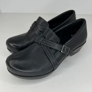 Abeo Womens Black Jill Closed Back Clogs Buckle Heeled Size 10M Loafer Shoes - Picture 1 of 9