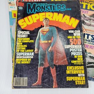 Lot of 3 Vintage Magazines with Superman Front Cover Famous Monsters Cracked