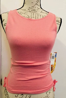 ENERGIE Майка розовый лестно собранными в Рюш сторонами без рукавов хлопок спандекс S новый - Изображение 1 из 4