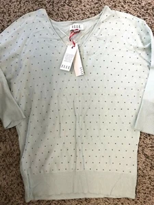 ELLE sweater Size Small Teal Bejeweled Top Pullover $54 NEW (ln53) - Picture 1 of 8