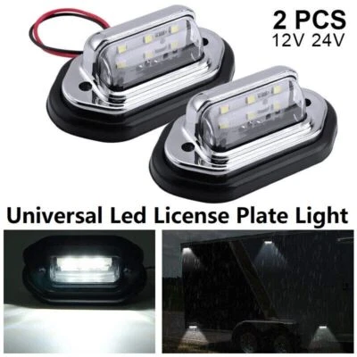 2× Universal LED License Plate Tag Light Lamp White For Truck SUV Trailer RV Van - Image 1 of 4