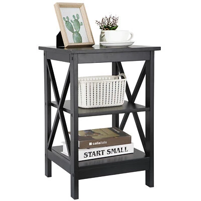 Sofa Side End Storage Shelf Versatile X-Design Table Home Office Decor - Image 1 of 4