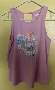 SO Girl's Tank Shirt Size XL Pink Cotton Sleeveless  - Picture 1 of 7