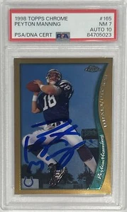 Peyton Manning Signed 1998 Topps Chrome NM 7 Trading Card PSA 38921 - Picture 1 of 2