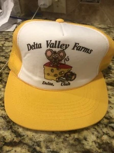 Vintage 1990s Youngan Delta Valley Farms Delta Utah Mice & Cheese Snapback Hat - Picture 1 of 6