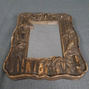 VTG Miniature Asian Accent Mirror with Tropical Song Birds & Bamboo Made in USA - Picture 1 of 11